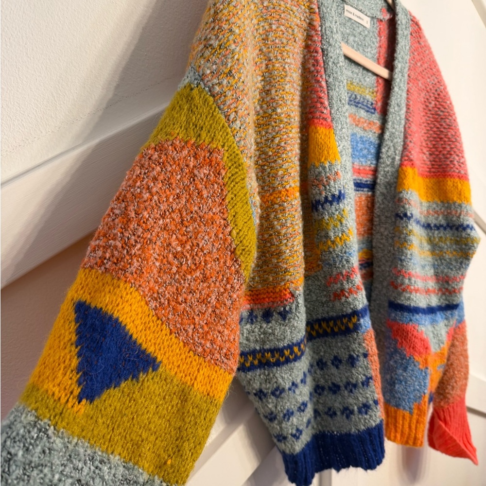 Multicolor Patterned Open-Front Women’s Sweater C… - image 3